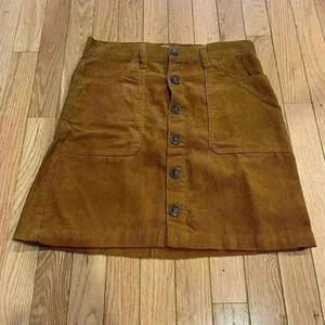 Kensie Jeans Women's Brown Corduroy Knee Length Skirt Size 2 Casual